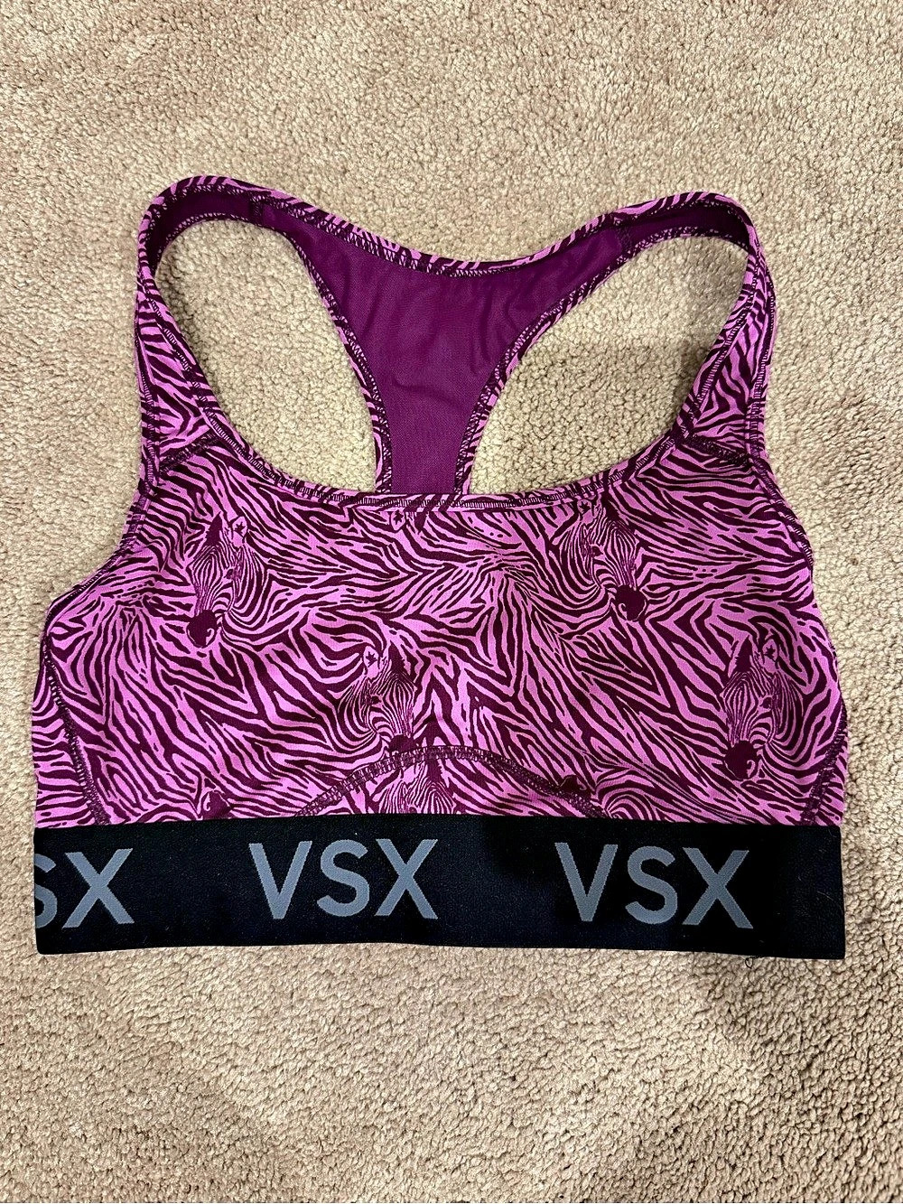 Victoria's Secret VSX Sport Animal Print Sports Bra in Purple & Black Size S/P